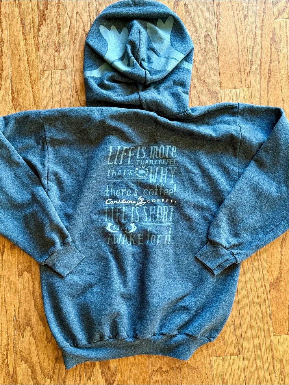 Caribou Coffee Women's Grey Graphic Hoodie Sweatshirt